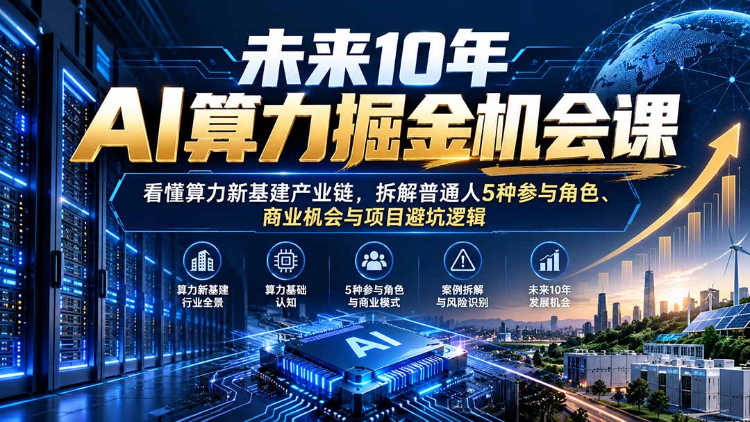 未来10年AI算力掘金机会课:看懂算力新基建产业链,拆解普通人5种参与角色、商业机会与项目避坑逻辑-云科数创