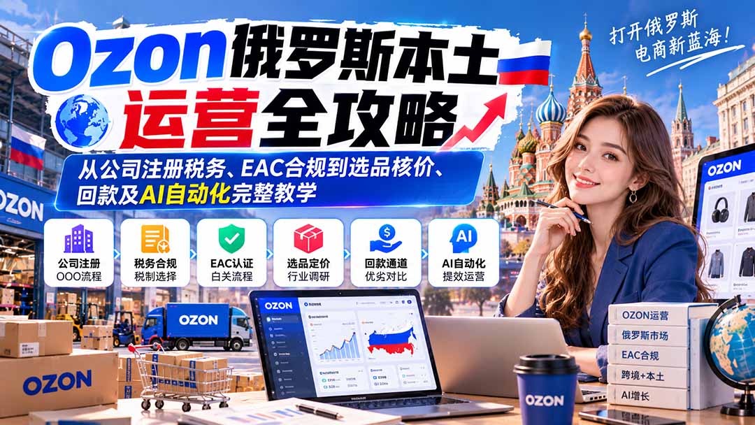 Ozon俄罗斯本土运营全攻略:从公司注册税务、EAC合规到选品核价、回款及AI自动化完整教学-云科数创