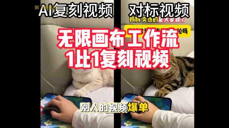 宠物带货视频复刻，无限画布工作流1比1，不用拍摄、不用布景、不用真人出镜，几分钟就能做出一条专业带货视频-云科数创
