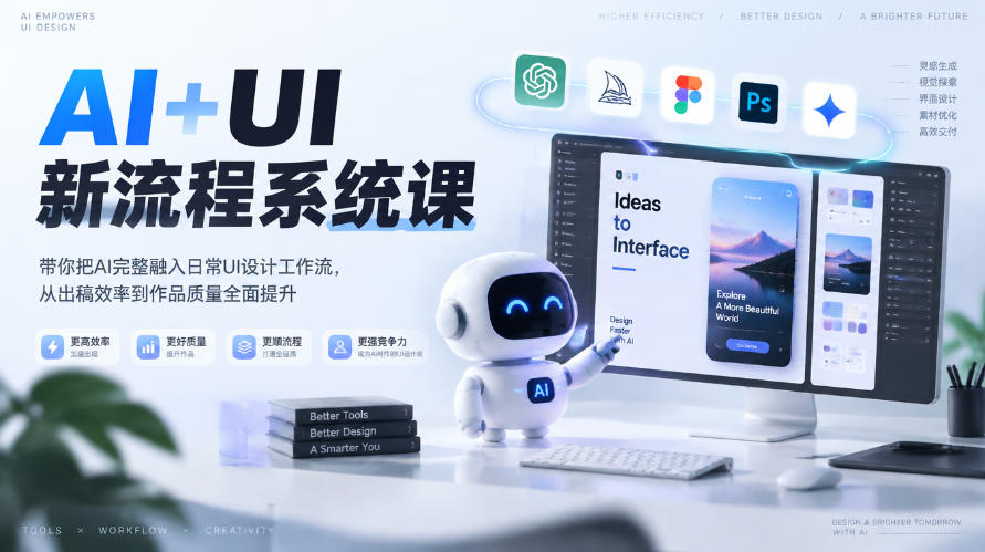 【无水印】AI+UI新流程系统课,带你把AI完整融入日常UI设计工作流,从出稿效率到作品质量全面提升(2026第4期)-云科数创