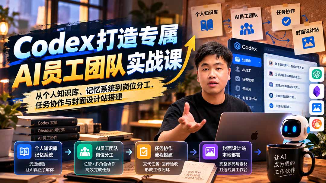 【无水印】Codex打造专属AI员工团队实战课:从个人知识库、记忆系统到岗位分工、任务协作与封面设计站搭建-云科数创